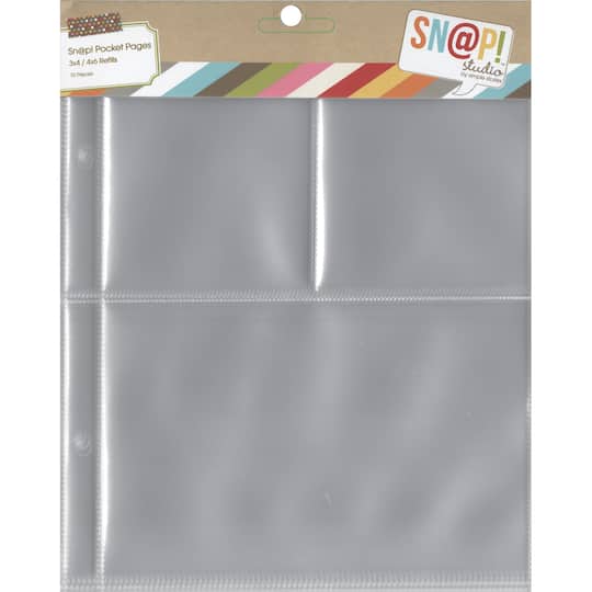 Simple Stories Sn@p!&#x2122; 4&#x22; x 6&#x22; &#x26; 3&#x22; x 4&#x22; Pocket Pages for 6&#x22; x 8&#x22; Binders, 10ct.